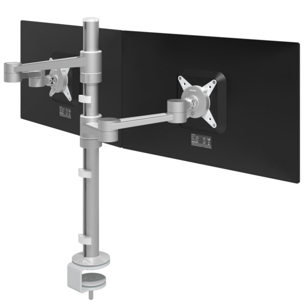 Dubbele monitor-arm met gasveer zilver